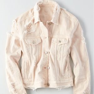 Pink Distressed Jean Jacket